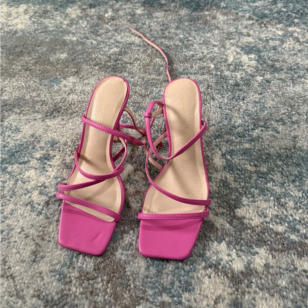 Women's Pink Strappy Heels - Picture 2 of 8
